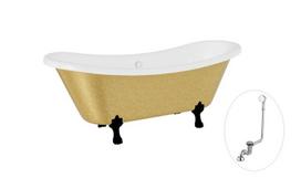 Vonia Besco Amelia Glam 190, Gold+Black, su sifonu su persipylimu Klik-klak Chrome