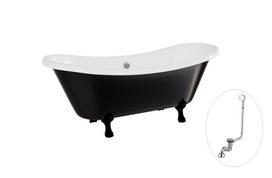 Vonia Besco Amelia B&W 190, Black/White+Black, su sifonu su persipylimu Klik-klak Chrome