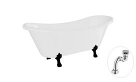 Vonia Besco Amelia 190, White+Black, su sifonu Klik-klak Chrome