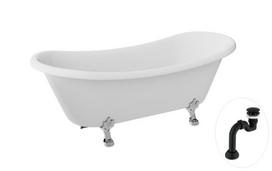 Vonia Besco Amelia 190, White+Chrome, su sifonu Klik-klak Black