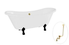 Vonia Besco Amelia 190, White+Black, su sifonu su persipylimu Klik-klak Gold