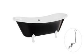 Vonia Besco Amelia B&W 190, Black/White+White, su sifonu su persipylimu Klik-klak Chrome