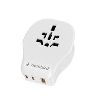 Gembird TPA-1A2C20-02-W Universalus kelioninis maitinimo adapteris, 20 W, baltas