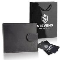 Vyriška odinė piniginė Stevens su RFID apsauga, juoda PREMIUM W-325A