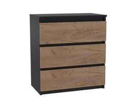 Juodojo ąžuolo Craft komoda aukso spalvos 3 stalčiai, modernūs gyvenamajam kambariui, miegamajam, biurui