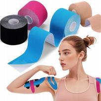 Kineziologinių juostų rinkinys 4 spalvos 5 m x 5 cm – elastingi kinesiotaping juostelės