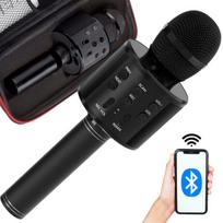 Belaidis mikrofonas „Bluetooth“ karaoke garsiakalbis apvalus su dėklu, įvairūs režimai