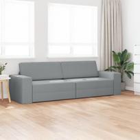 Grindų sofa lova 2-in-1 šviesiai pilka 245x150x60.5 cm audinys