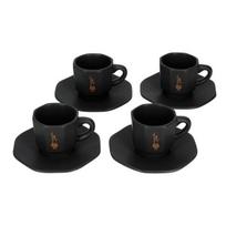 "Bialetti Elegance" - 4 juodų ir varinių puodelių su lėkštutėmis rinkinys