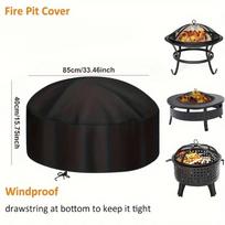 Duty Outdoor Fire Pit Cover - Full Coverage Round BBQ Grill Cover with Drawstring Closure, Fire Pit Cover for Outside 85x40CM juoda