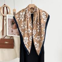 Korėjietiško stiliaus baltas gėlių rašto kvadratinis šalikas - minkštas, elegantiškas, draugiškas odai, šiltas žuvies kaulo rašto šalis rudeniui ir žiemai 90cm