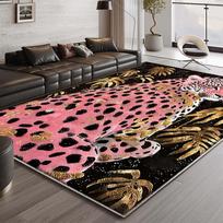 Prabangus aksominis leopardo rašto kilimas auksiniais akcentais Kilimas svetainei biurui sodui Grindų akcento audinys Didelio ploto kilimo dekoras 40x60cm