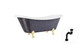 Vonia Besco Amelia Glam 190, Graphite+Gold, su sifonu Klik-klak Black