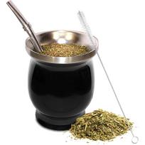 Yerba Mate puodelis 304 nerūdijančio plieno dviguba sienelė 8oz Argentinietiškas Yerba Mate moliūgas su bombilomis ir valymo šepetėliu 8oz