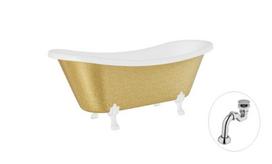 Vonia Besco Amelia Glam 190, Gold+White, su sifonu Klik-klak Chrome