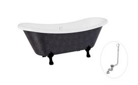 Vonia Besco Amelia Glam 190, Graphite+Black, su sifonu su persipylimu Klik-klak Chrome