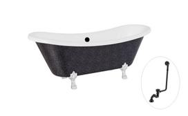 Vonia Besco Amelia Glam 190, Graphite+Chrome, su sifonu su persipylimu Klik-klak Black