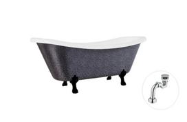 Vonia Besco Amelia Glam 190, Graphite+Black, su sifonu Klik-klak Chrome