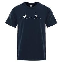 Juokingas kaktuso ir dinozauro margintas T-shirt vyrams Viršutiniai drabužiai 100% medvilnės T-shirt vyrams ir moterims Laisvalaikio O formos iškirptės Streetwear Pagrindiniai viršutiniai drabužiai Geek marškinėliai S