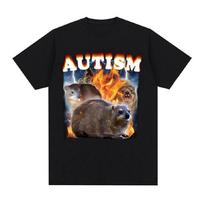 Autizmas Juokingas Hyrax Memas Marškinėliai Harajuku Vintažiniai Oversized Marškinėliai Unisex Vasariniai Apvalios Kaklo Viršutiniai Marškinėliai Trumpomis Rankovėmis Vyriški Drabužiai XXXXL juoda