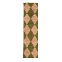 Rankų darbo žalios spalvos/natūralios spalvos kilimas iš džiuto mišinio 80x230 cm Effie Diamond – Flair Rugs