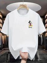 Disney Mikės Pūkuotuko serijos vyriški marškinėliai, laisvalaikio, grynos medvilnės, trumpomis rankovėmis, madingi ir stilingi gatvės stiliaus vyriški drabužiai S