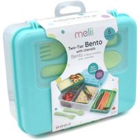 Melii Bento Box priešpiečių dėžutė Blue, Mint, Lime 1446 ml