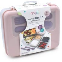 Melii Bento Box priešpiečių dėžutė Pink, Purple, Gray 1446 ml