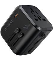 Juodas universalus kelioninis adapteris 30W 3x USB-A, 1x USB-C "Choetech PD5008"