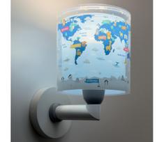 Dalber 40679 - Vaikiškas sieninis šviestuvas WORLD 1xE27/15W/230V mėlynas