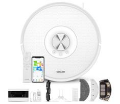 Sencor- Robotinis dulkių siurblys su mop funkcija 2 viename 50W/5000 mAh Wi‑Fi, baltas, su nuotoliniu pultu