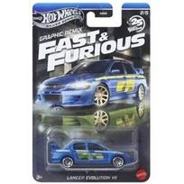Hot Wheels Silverline Fast and Furious Graphic Remix Modeliukas Mitsubishi Lancer Evolution VII, blue (yra Sandėlyje)