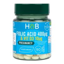 Folic Acid 400mcg, with Vit D3 10mcg - 90 tabs (EAN 5059604602504)