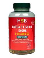 Omega 3 Fish Oil 1200mg & Vitamin D3 - 120 caps