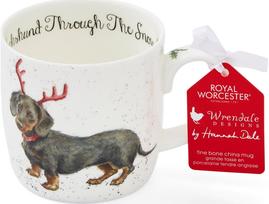 Wrendale kaulinio porceliano puodelis Dachshund through the Snow, 310 ml