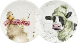 Wrendale kaulinio porceliano lėkščių rinkinys Cow & Duck, 16,5 cm, 2 vnt.