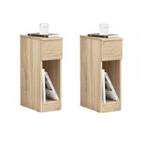 SoBuy 2 Ploni naktiniai staliukai naktiniai staliukai su stalčiumi ir lentyna miegamajam ir svetainei Natūralus W20 x D35 x H60 cm FBT111-Nx2