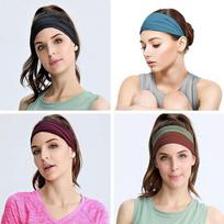 Outdoor tennis goods,Women's Workout Headband | Wide Elastic Sweatband for Fitness and Sports,pink+green+brown+grey
