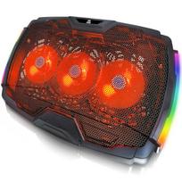 AABCOOLING Vela - Nešiojamojo Kompiuterio Aušinimo Stovas, 3 Efektyvūs 92mm Ventiliatoriai, Tylus > 10dB Veikimas, RGB Apšvietimas, Reguliuojamas Kątas, Tinka 10-17" Kompiuteriams, 2x USB, universal