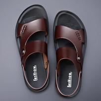 madingi vyriški sandalai vasariniai naujos mados vyriškos šlepetės lauke natūralios odos neslystanti avalynė paplūdimio įsispiriami sandalai kelioninės šlepetės 37 ruda