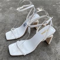 madingi vasariniai moteriški batai Europos ir Amerikos stiliaus ploni kvadratiniai aukštakulniai moterims madingi seksualūs sandalai Zapatos Mujer 2024 36 balta
