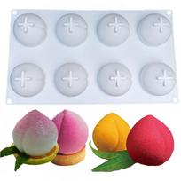 1 pc 8 three-dimensional longevity peach jelly mousse cake mold French dessert peach silicone mold, baking aromatherapy candle mold balta