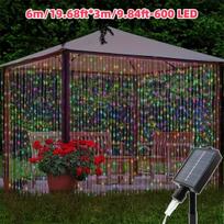 Saulės energija maitinamos lauko užuolaidinės lemputės su variu. , Solar-600 LED-599.85X299.92cm