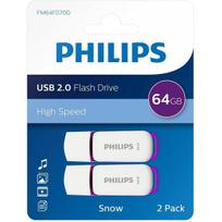 Philips 64GB Snow USB 2.0 2-Pack Purple FM64FD70D/ 00