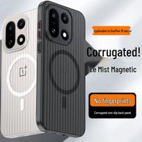 OnePlus 15 Banguotos Juostelės Matinis Magnetinis Telefono Dėklas permatoma juoda spalva