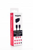 SEEK TOTI 20W Type-C PD Wall Fast Charger with Type-C to Type-C, 1 m PVC Data Cable 3A, Black