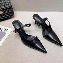 Madingi vasariniai šlepetės-mules moteriški madingi smailianosiai aukštakulniai moteriški elegantiški vakarinių suknelių šlepetės Sandalias 35 juoda