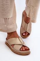 Odinės profiliuotos šlepetės Maciejka 04986-04 Gold-Beige 32601-21