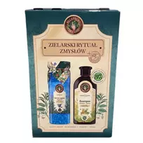 HERBS RECEPTURES_SET Home Traditions Medaus ir liepų šampūnas visų tipų plaukams 350ml + Mėlynių vonios druska 700g + plaukų juosta su lankeliu 1vnt.