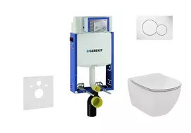 Geberit Kombifix - Pakabinamo tualeto su SIGMA01 nuleidimo mygtuku montavimo elementas, Alpių balta + standartinis Tesi - Tualetas ir klozeto dangtis, Aquablade, SoftClose 110.302.00.5 NU1